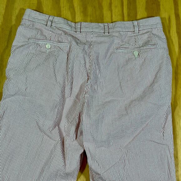 Brooks Brothers Clark Fit Mens 36x32 Cotton Seersucker Pants Red & White Stripe - Picture 6 of 11